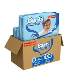 Sanita Bambi Baby Diapers Mega Pack Size 6 - 104 Pieces