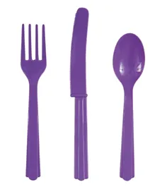 Unique Neon Purple Cutlery - Pack of 18