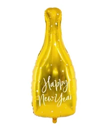 PartyDeco Happy New Year Bottle Shaped Foil Balloon - Gold