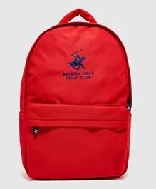 Beverly Hills Polo Club Logo Embroidered Backpack Red - 18 Inches