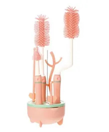 Factory Price Silicone Anti-Bacterial Cleaning Bottle Brush Set - Pink