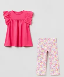 OVS Top with Floral Leggings Set - Multicolor