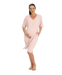 Mums & Bumps - Angel Maternity Nursing Dress + Matching Baby Wrap - Pink