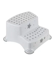 Keeper Double Step Stool With Anti-Slip Function Stars Print - White