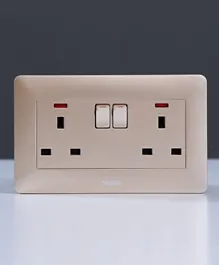 Danube Home Milano 13A Twin Socket With Switch & Led Indicator - Piano Gold