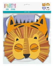 Unique Animal Safari Paper Mask Pack of 8 - Multicolor
