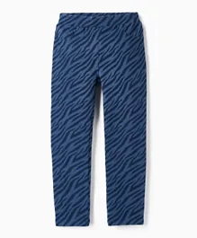 زيبي - بنطال جينز بطبعة حمار وحشي - أزرق