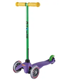 Mini Micro Cassic and Sporty LED Scooter Purple (Green T- Bar)