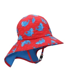 زوكتشيني قبعة الشمس برداء القرش الأزرق - أحمر وأزرق