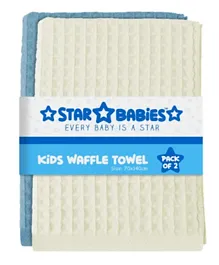 Star Babies Waffle Towel Size Blue & Cream - Pack of 2