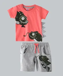 Smart Baby Chameleon T-Shirt With Bermuda Set - Coral