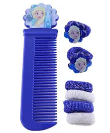 مجموعة أمشاط شعر مطاطية بتصميم فيلم Frozen من ديزني مكونة من 7 قطع - لون أزرق