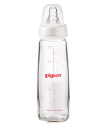 Pigeon 240mL Glass Feeding Bottle with Transparent Cap, AVS, BPA-Free for 4+ Months