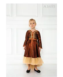 Amri Sequin Frilled Frock - Dark Brown