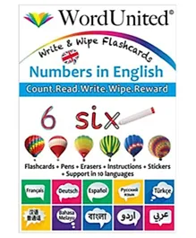 Word United Numbers In English - Write & Wipe Flash Cards - 58 Pages