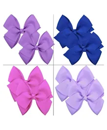 Babyqlo Shades of Blue & Purple Hair Bow Clips Set - 4 Pairs