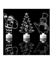 مصباح طاولة أكريليك ثلاثي الأبعاد من بارتي بروبز بإضاءة ليد لديكورات عيد الميلاد - عبوة من 3