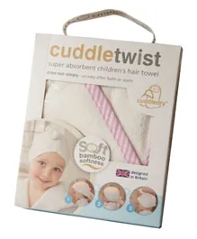 Cuddledry Cuddle Twist Bamboo Hair Towel - White & Pink Stripes