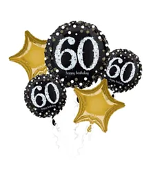 Party Centre Sparkling Birthday 60 Balloon Bouquet - 5 Pieces