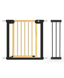 Baby Safe Wooden Safety Gate With 21 cm Black Extension - Natural Wood