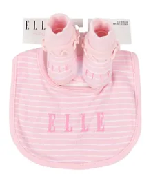 Elle Striped Bib and Booties Set - Pink