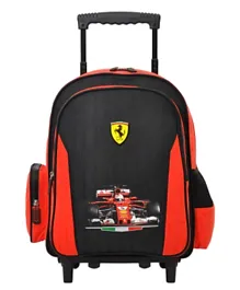 Ferrari Twin Turbo Trolley School Bag Black Red - 16 inches
