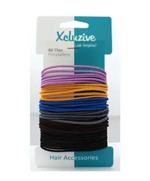 Xcluzive Thin Pony Tailers Multicolour - Pack of 40