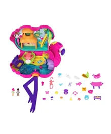 Polly Pocket Flamingo Party Playset - Tropical Fun with 26 Surprises & Handle, Gift for Kids 4+, L 5 x B 18 x H 18cm