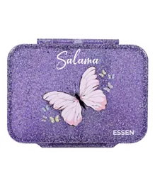 Essen Personalized Tritan Bento Lunch Box – Purple Glitter Butterfly