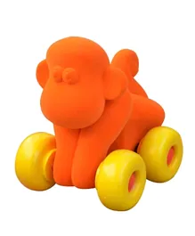 Rubbabu Soft Baby Educational Toy Aniwheelies  Monkey Large -Orange