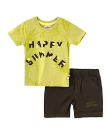 Smart Baby Round Neck T-Shirt With Bermuda Set - Apple Green