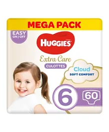 Huggies Extra Care Culottes Pant Style Diapers Mega Pack of 2 Size 6 - 60 Diapers