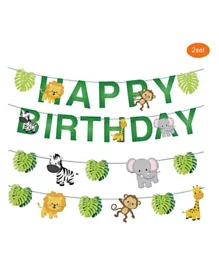 Highland Jungle Happy Birthday Banner - Green