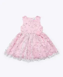 R&B Kids Floral Embroidered Dress - Light Pink