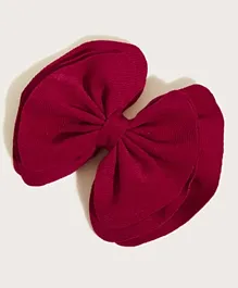 Monsoon Children School Ruffle Large Bow Hair Clip - Ruby Red