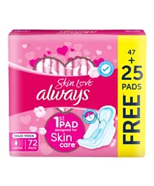 Always Skin Love Large Thick Sanitary Pads 47 + 25 Pads Free