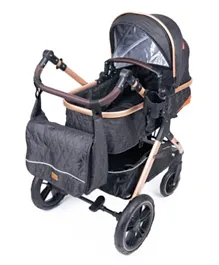 Belecoo One Fold-To-Half 2 In 1 Luxury Pram with Diaper Bag - Black