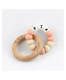 Desert Chomps Personalized Wooden Teether Lasso - Peaches & Cream