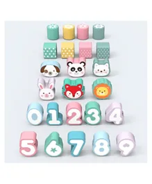 MWSJ Multicolor Wooden Number Beads - 24 Pieces