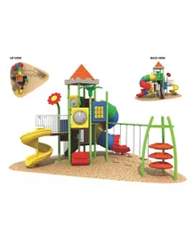 Myts Pinokee Tube Curved Slide And 3 Swing With Climber Muti Playcentre For Kids - Multi Color