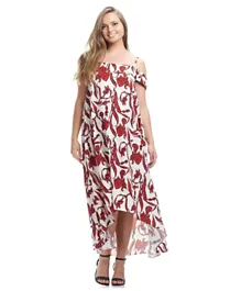 Mums & Bumps Soon Candice Cold Shoulder Maternity Dress - Red
