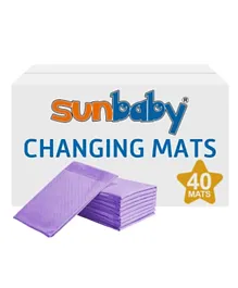 Sunbaby Disposable Changing Mats Pack of 40 - Purple