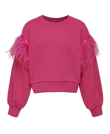 Only Kids Feather Sleeves Sweatshirt - Pink