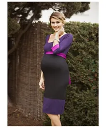 Mums & Bumps Tiffany Rose Colour Block Maternity Dress - Purple