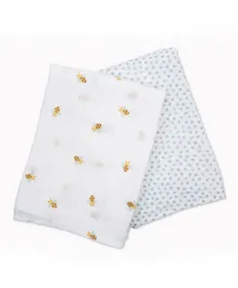 Luluju Baby cotton swaddles Bees & Dots - 2 Pieces