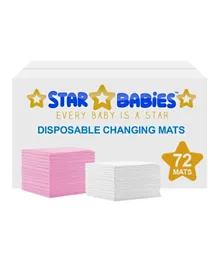 Star Babies Disposable Changing Mats Pack of 72 - Pink/Yellow