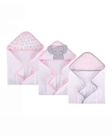 Hudson Childrenswear Hooded Towel Mr. Dumbo Pink - 3 Pieces