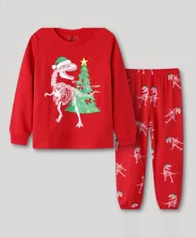 Lamar Baby Christmas Dino Santa  Nightwear - Red