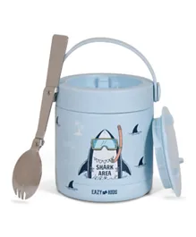 Eazy Kids Super Shark Stainless Steel Insulated Food Jar Blue - 350mL