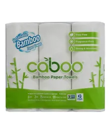 Caboo Towel Roll White and Green 75 Sheets - Pack of 6